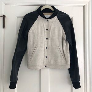 ALC linen and leather bomber jacket S